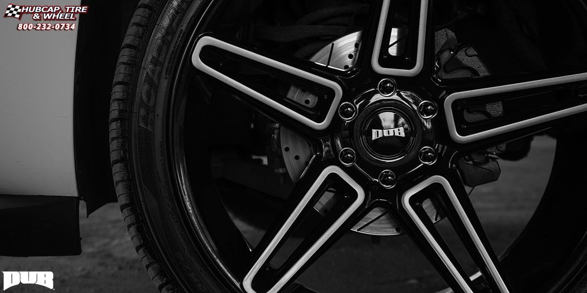 vehicle gallery/chevrolet tahoe dub lit s203 24X10  Gloss Black with Brushed Face wheels and rims