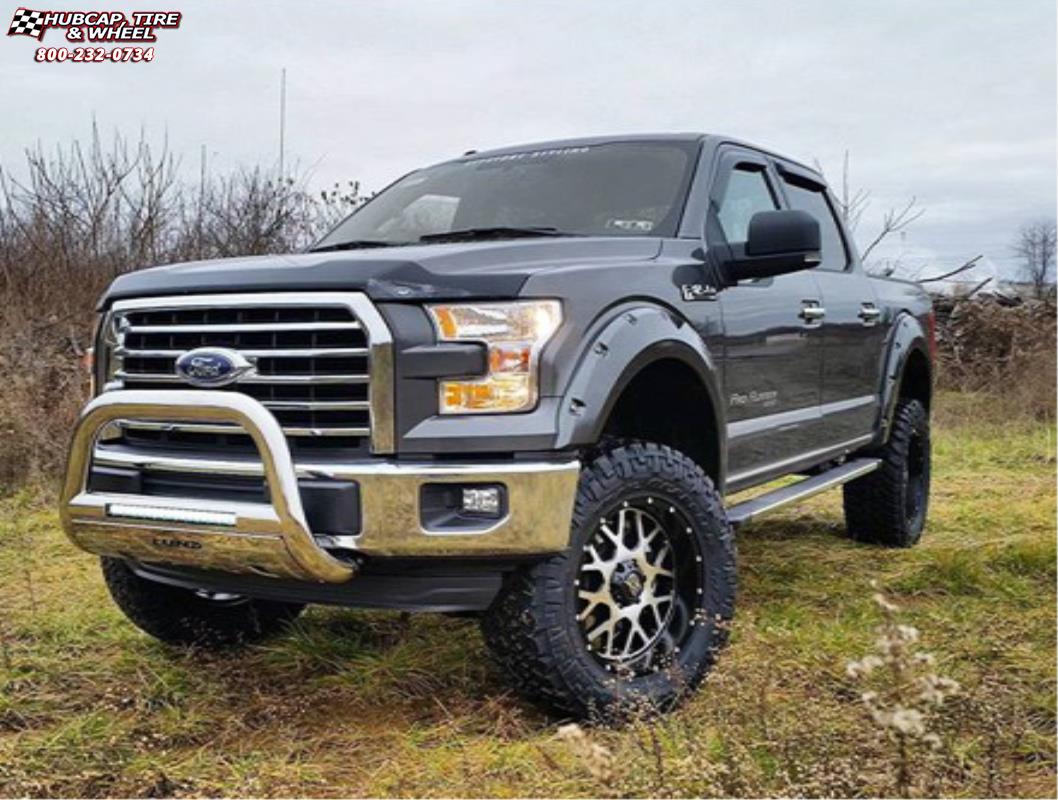 vehicle gallery/ford f 150 xd series xd820 grenade  Satin Black Machined Face wheels and rims