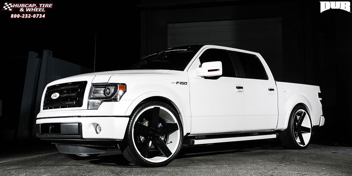 vehicle gallery/ford f 150 dub baller s116  Gloss Black and White wheels and rims