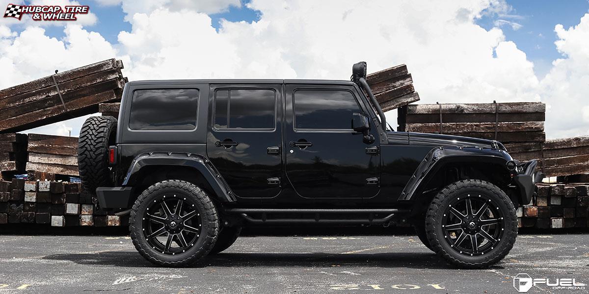 vehicle gallery/jeep wrangler fuel maverick d538 22X10  Black & Milled wheels and rims
