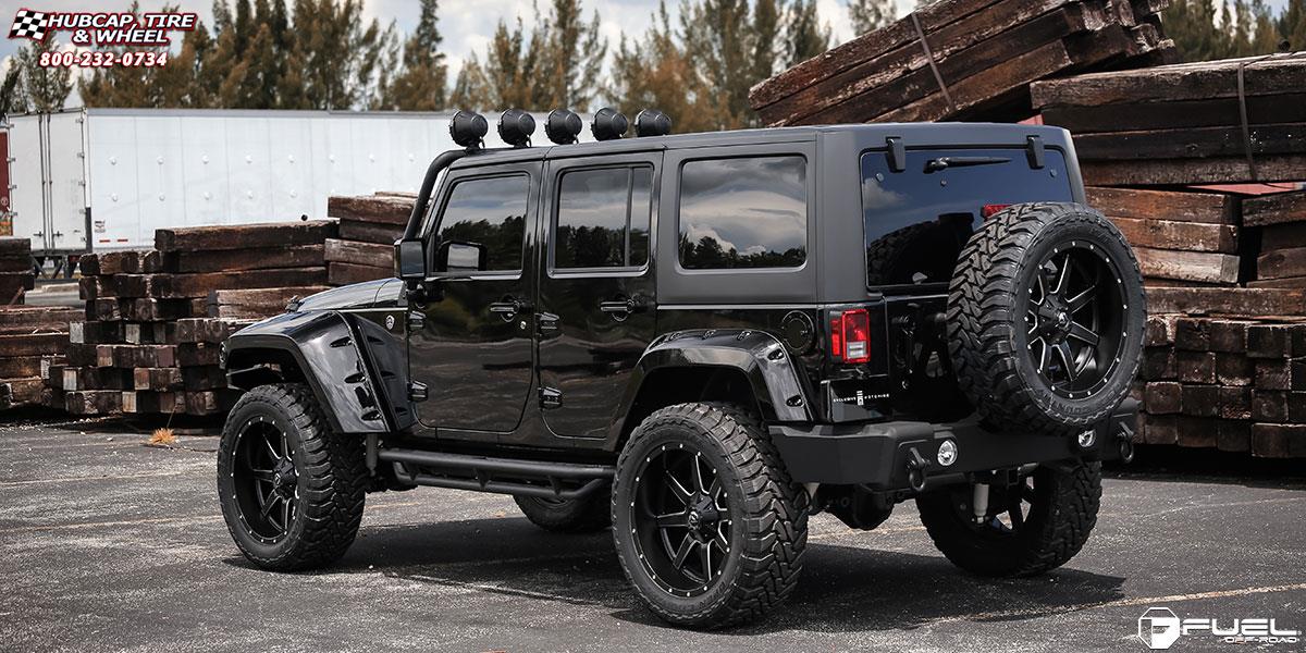 vehicle gallery/jeep wrangler fuel maverick d538 22X10  Black & Milled wheels and rims