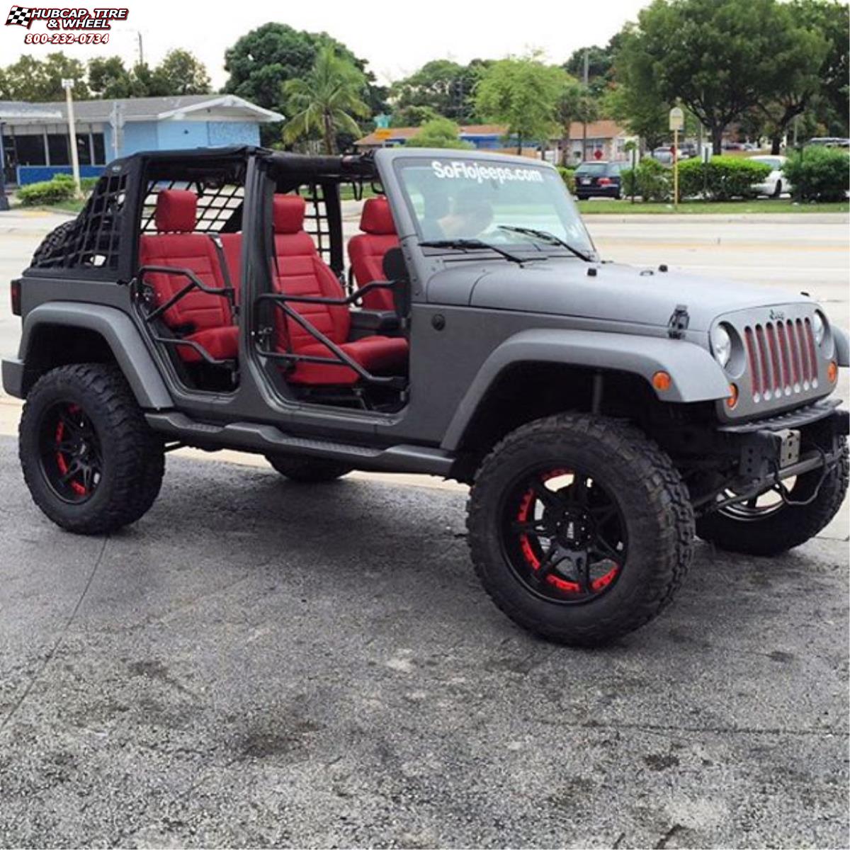 vehicle gallery/jeep wrangler moto metal mo961  Satin Black Red Insert wheels and rims