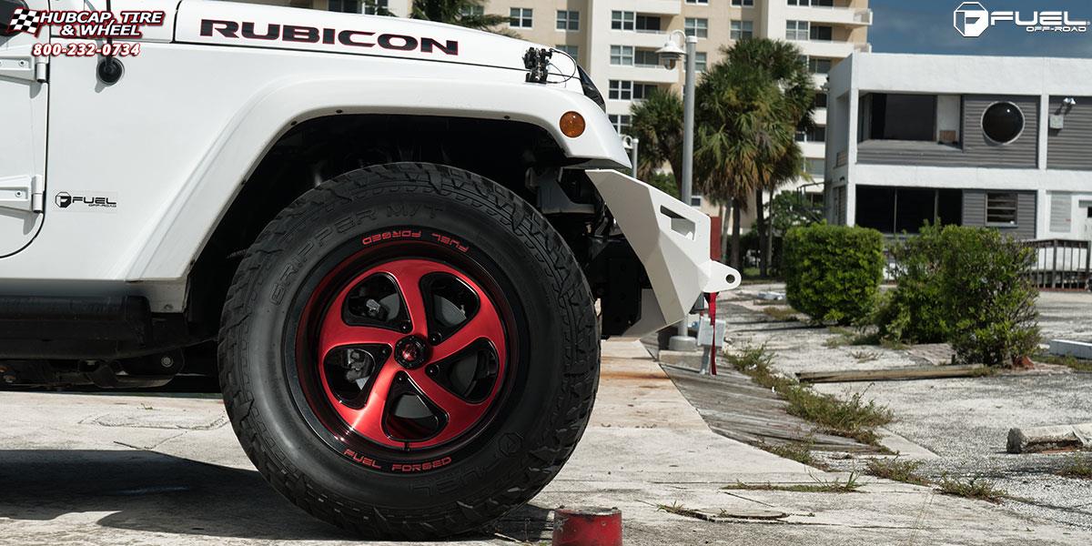 vehicle gallery/jeep wrangler fuel forged ff12 20X12  Gloss Black / Candy Red wheels and rims