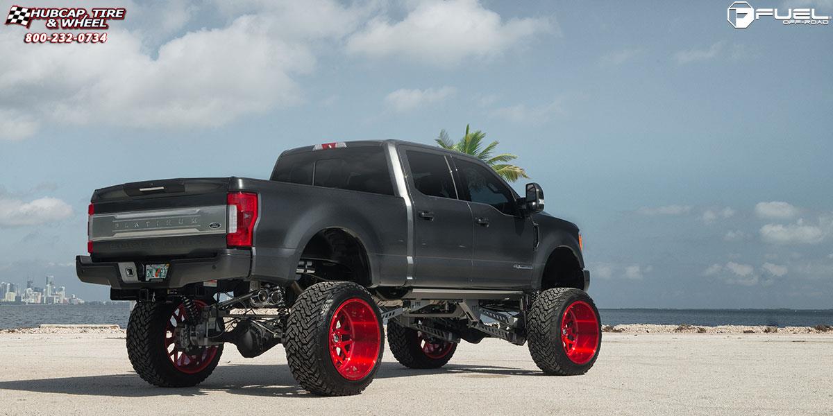 vehicle gallery/ford f 250 super duty fuel forged ff19 26X16  Brushed Candy Red wheels and rims
