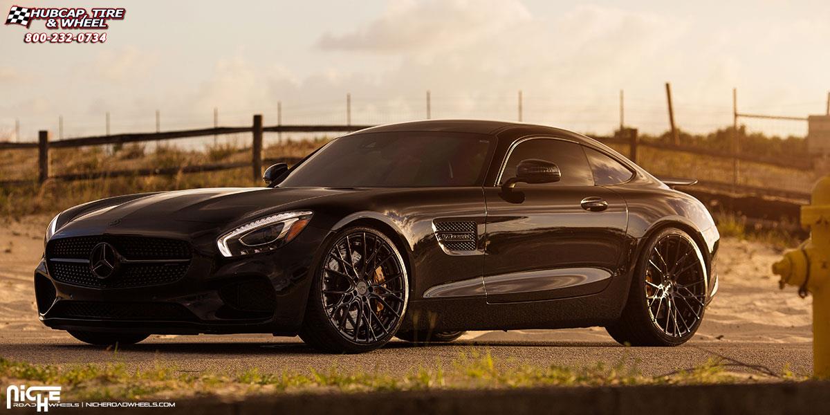vehicle gallery/mercedes benz gts niche ribelle 20x95  Gloss Black wheels and rims