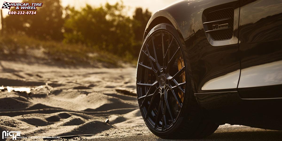 vehicle gallery/mercedes benz gts niche ribelle 20x95  Gloss Black wheels and rims