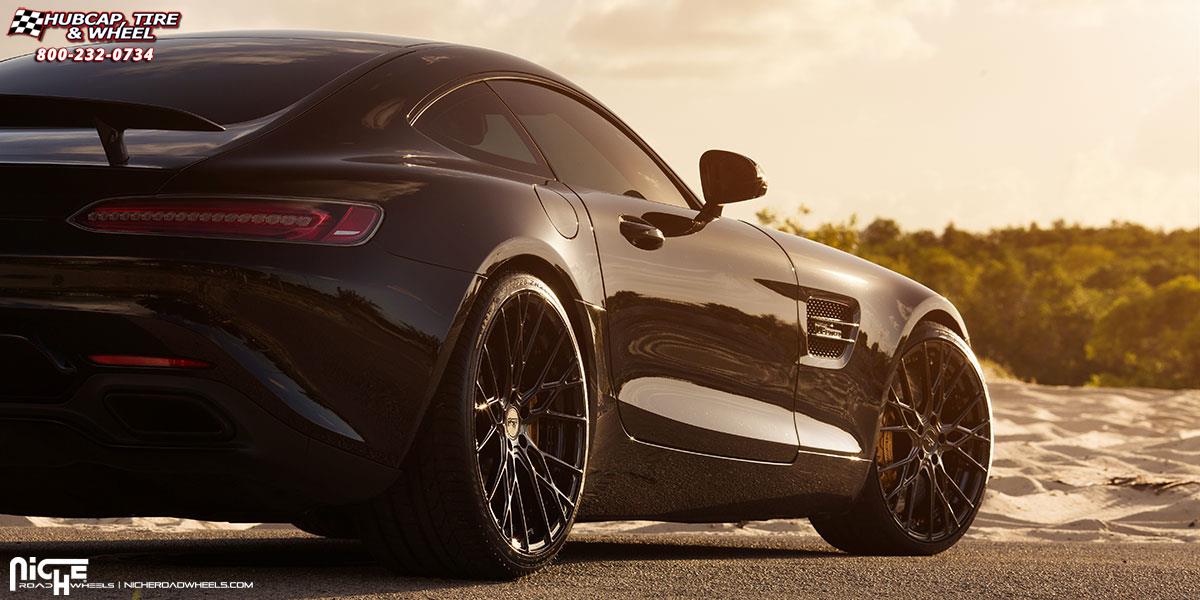 vehicle gallery/mercedes benz gts niche ribelle 20x95  Gloss Black wheels and rims