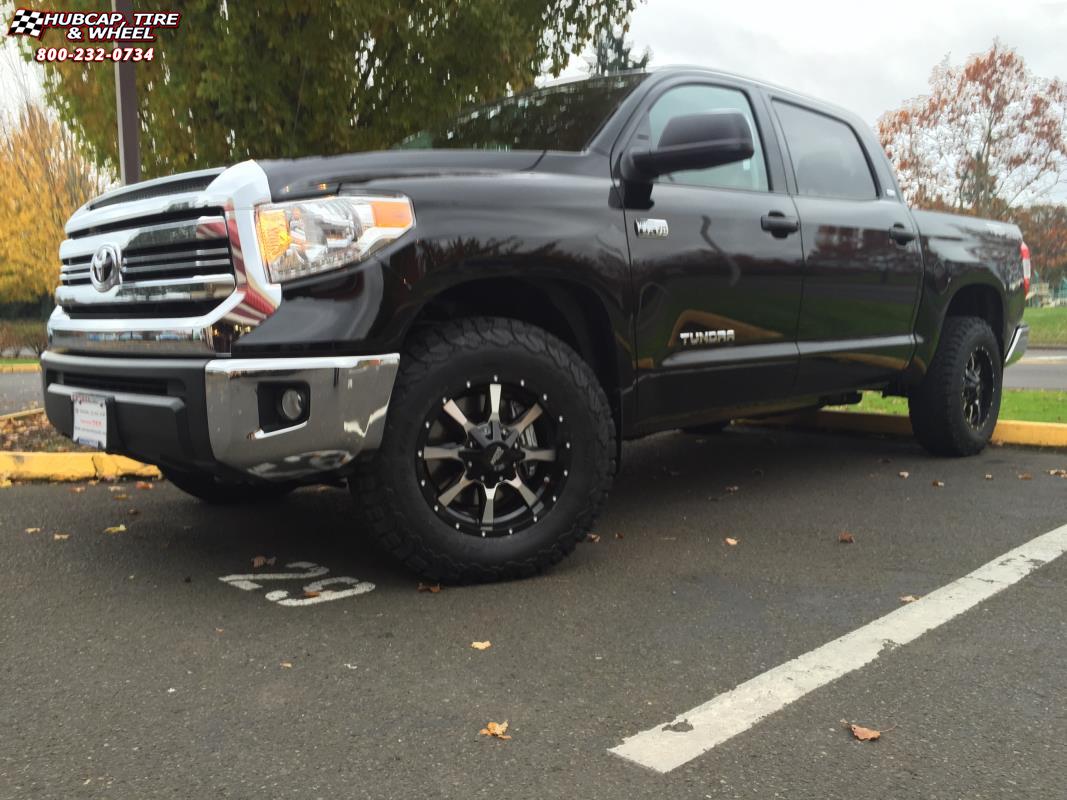vehicle gallery/2016 toyota tundra moto metal mo970 18x9  Gloss Black Machined Face wheels and rims