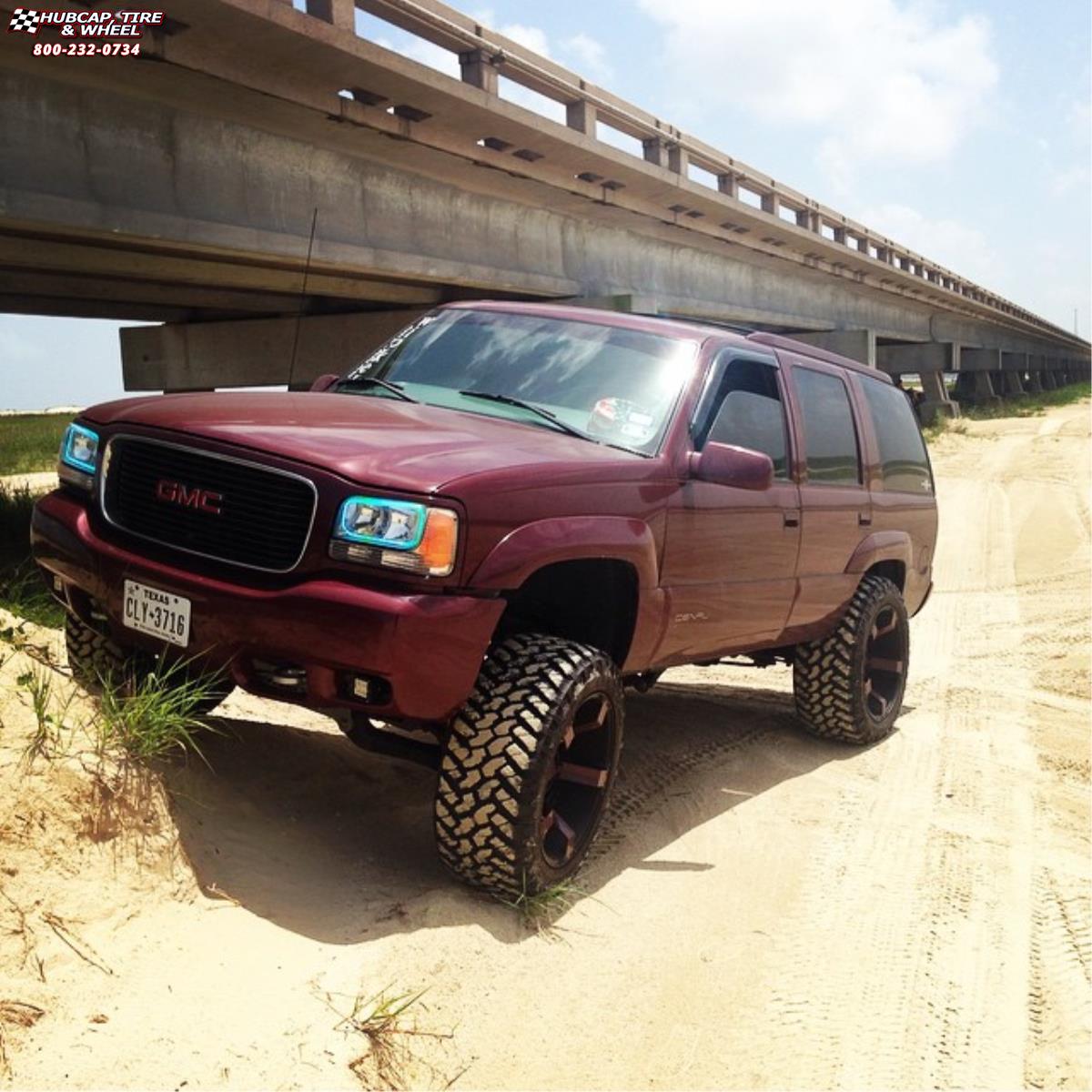 vehicle gallery/gmc yukon xd series xd811 rockstar 2  Satin Black Red Inserts wheels and rims