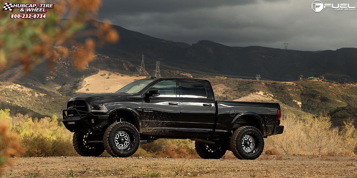 vehicle gallery/dodge ram 2500 fuel forged ff23 22X12  Gloss Black & Milled wheels and rims
