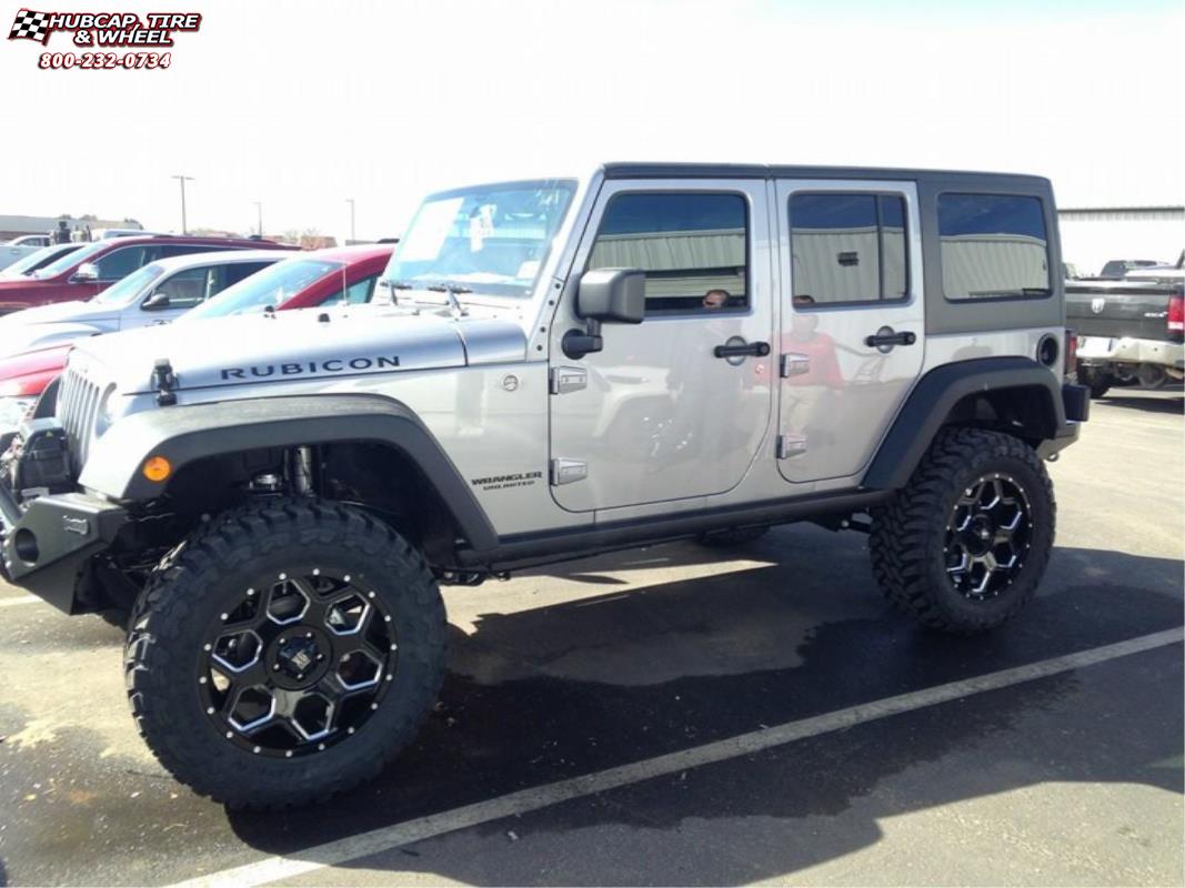 vehicle gallery/jeep wrangler xd series xd813 battalion  Gloss Black Milled wheels and rims