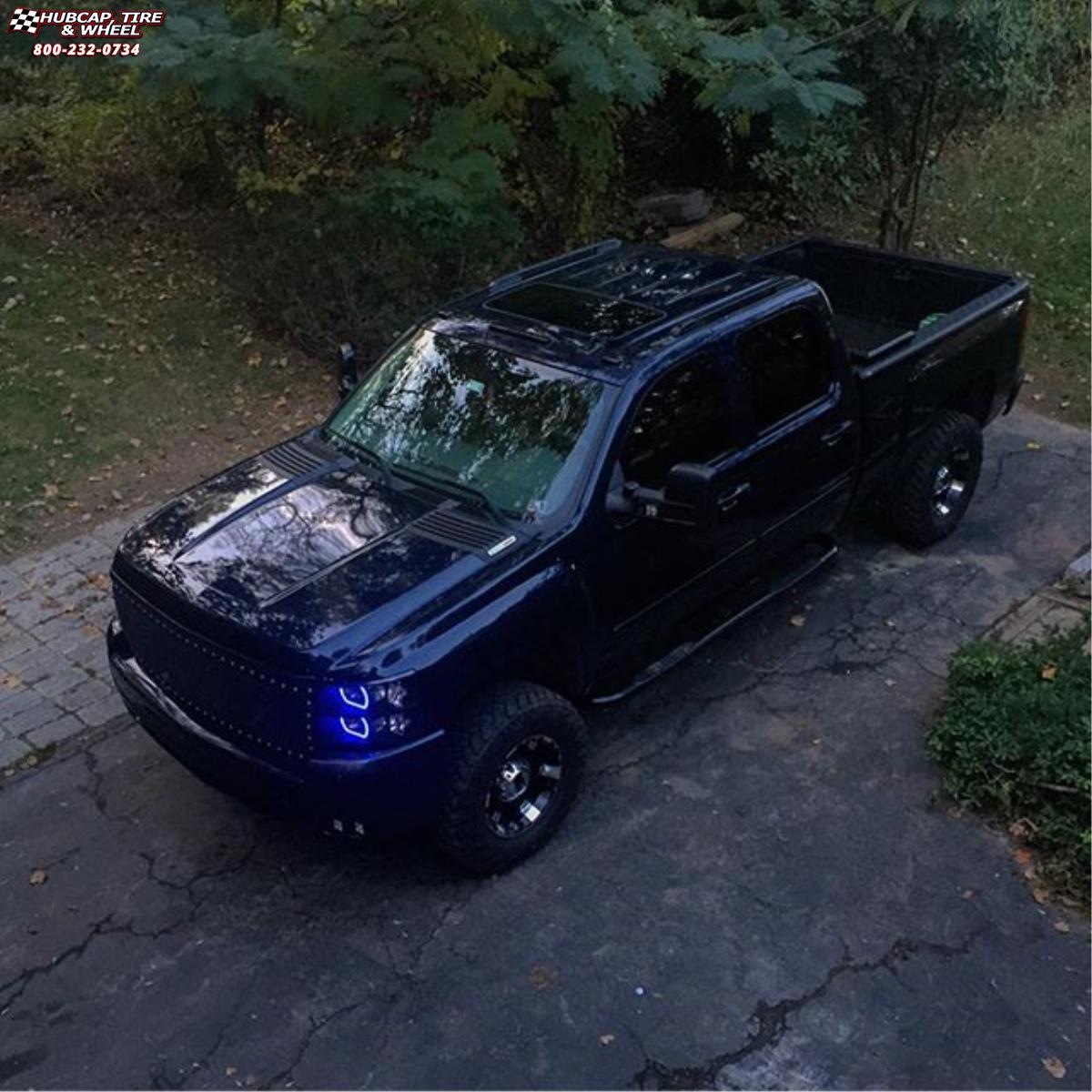 vehicle gallery/chevrolet silverado 2500 xd series xd797 spy x  Gloss Black Machined wheels and rims