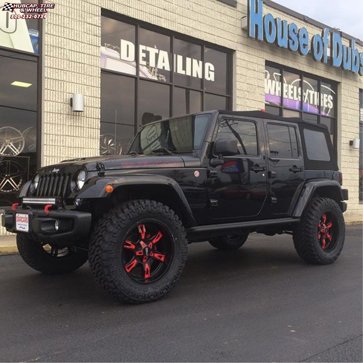 vehicle gallery/jeep wrangler moto metal mo969  Satin Black Red Accents wheels and rims