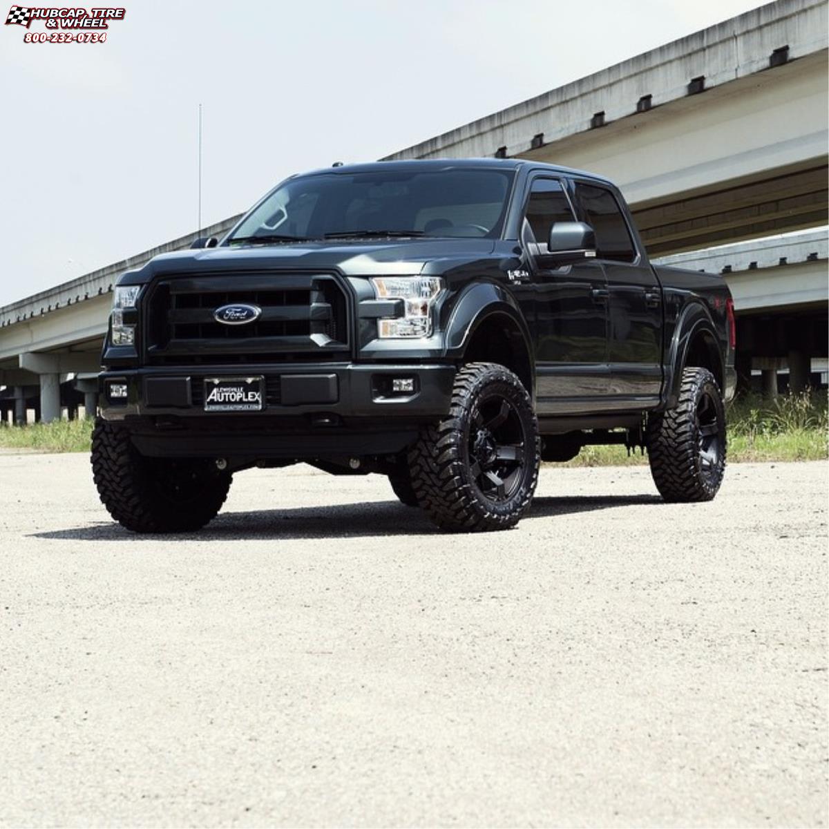 vehicle gallery/ford f 150 xd series xd811 rockstar 2  Satin Black and Black Inserts wheels and rims