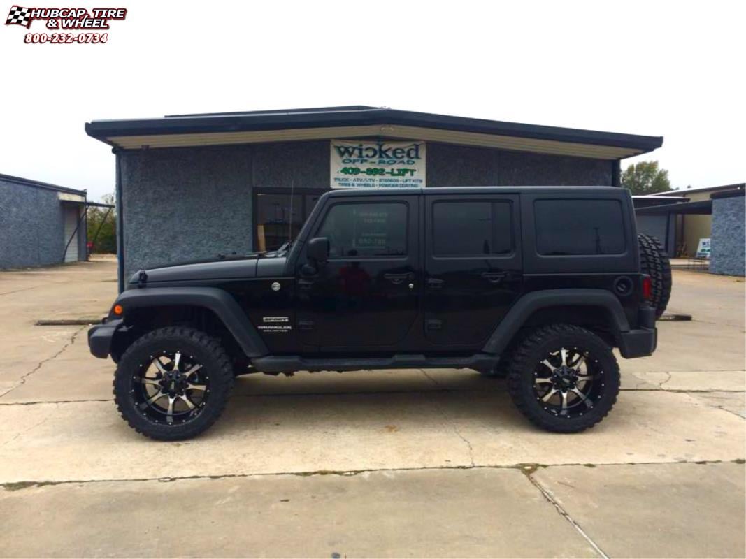 vehicle gallery/jeep wrangler moto metal mo970  Gloss Black Machined Face wheels and rims