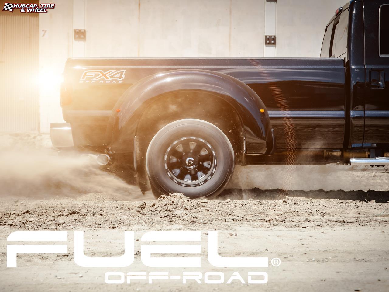 vehicle gallery/ford f 350 dually fuel throttle dually front d513 17X7  Matte Black & Milled wheels and rims