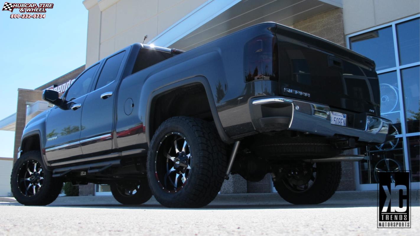 vehicle gallery/gmc sierra moto metal mo970  Gloss Black Machined Face wheels and rims