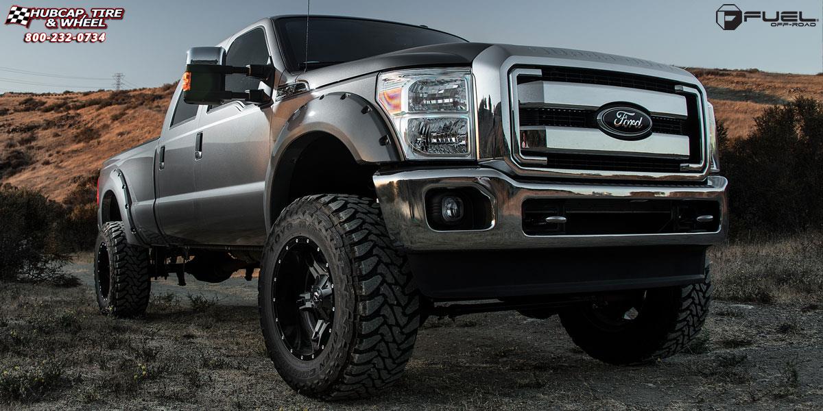 vehicle gallery/ford f 250 fuel driller d257 20X12  Black & Machined with Dark Tint wheels and rims