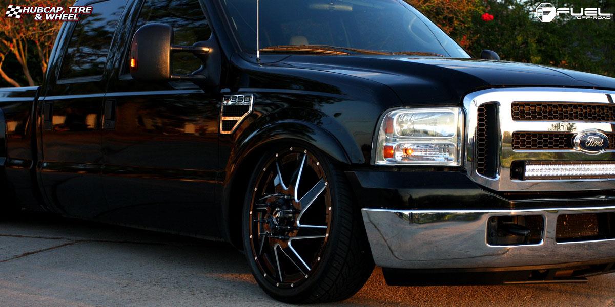vehicle gallery/ford f 350 dually fuel renegade dually front d265 24X8  Gloss Black & Milled wheels and rims