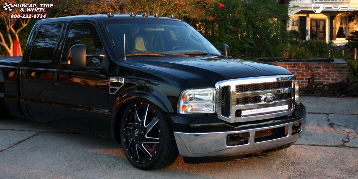 vehicle gallery/ford f 350 dually fuel renegade dually front d265 24X8  Gloss Black & Milled wheels and rims