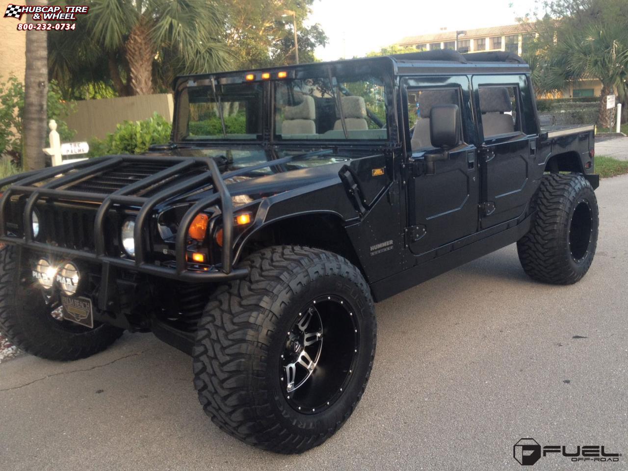 vehicle gallery/hummer h1 fuel hostage d532 22X14  Matte Black & Machined Face wheels and rims