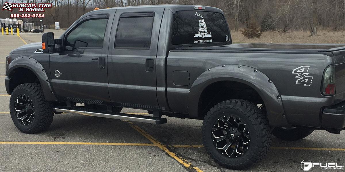 vehicle gallery/ford f 250 super duty fuel assault d546 20X10  Black & Milled wheels and rims
