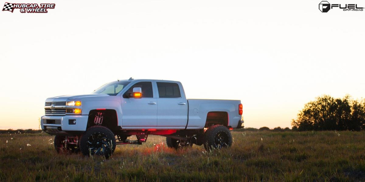 vehicle gallery/chevrolet silverado 2500 hd fuel cleaver d239 22X14  Gloss Black & Milled wheels and rims
