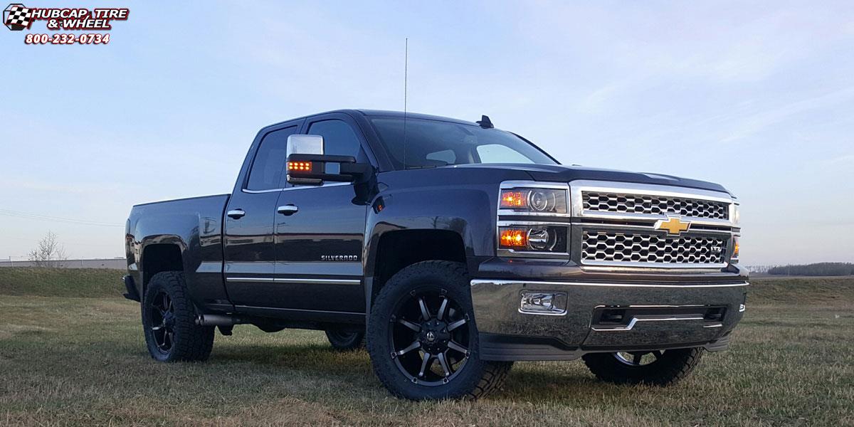 vehicle gallery/chevrolet silverado 1500 fuel coupler d556 20X9  Black & Machined with Dark Tint wheels and rims