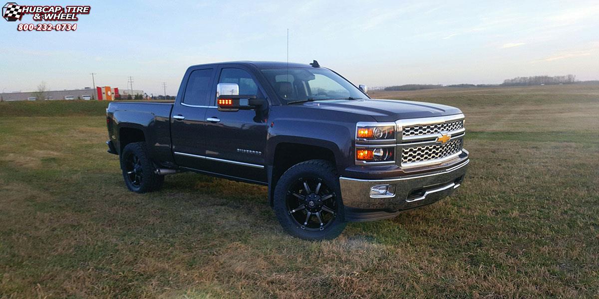 vehicle gallery/chevrolet silverado 1500 fuel coupler d556 20X9  Black & Machined with Dark Tint wheels and rims