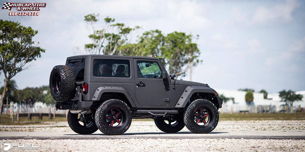 vehicle gallery/jeep wrangler fuel forged ff20 20X12  Matte Black | Matte Red wheels and rims