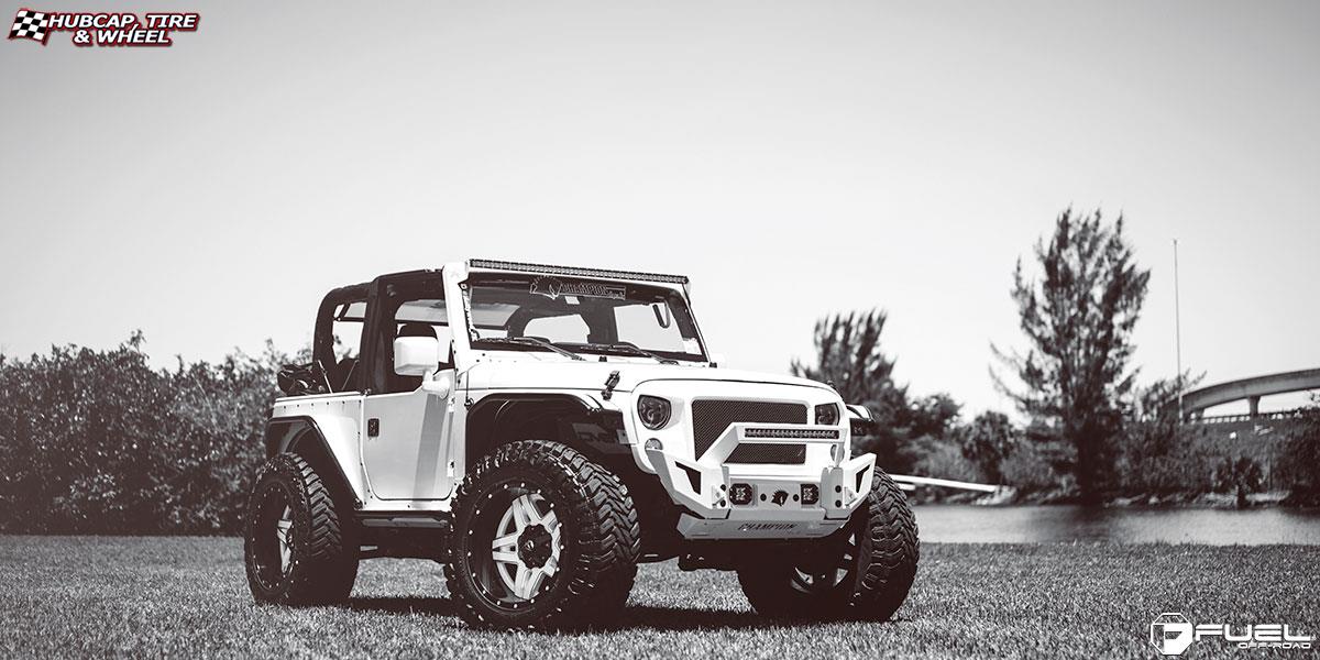 vehicle gallery/jeep wrangler fuel full blown d255 20X12  Gloss White & Milled with a Gloss Lip wheels and rims