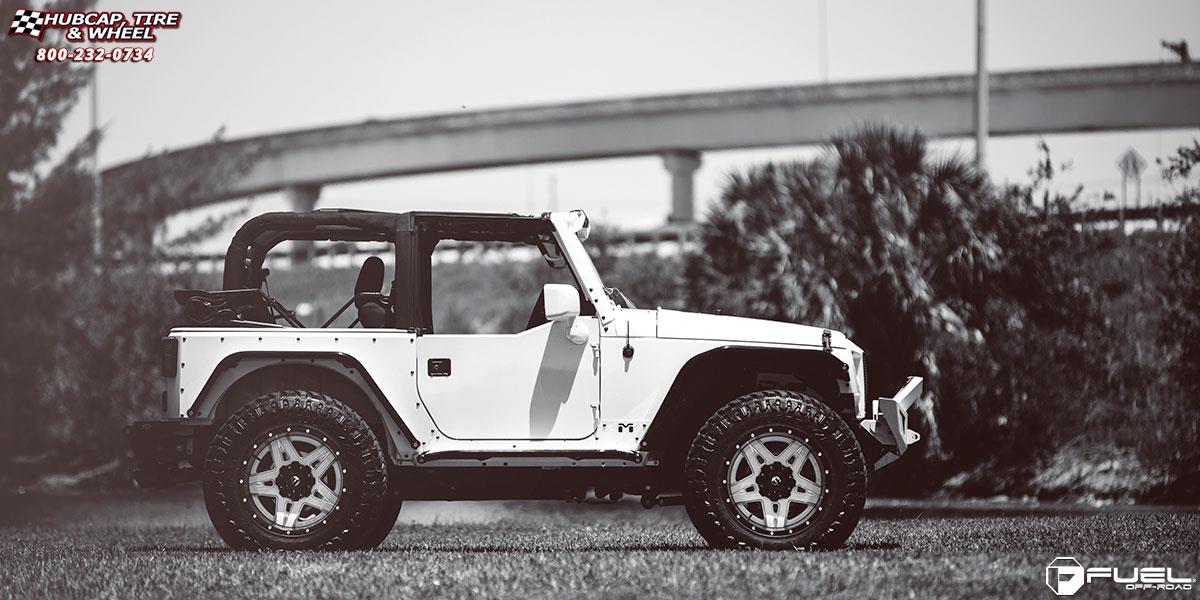vehicle gallery/jeep wrangler fuel full blown d255 20X12  Gloss White & Milled with a Gloss Lip wheels and rims