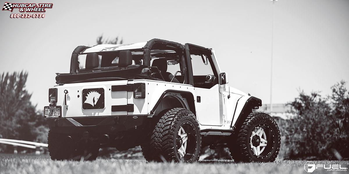 vehicle gallery/jeep wrangler fuel full blown d255 20X12  Gloss White & Milled with a Gloss Lip wheels and rims