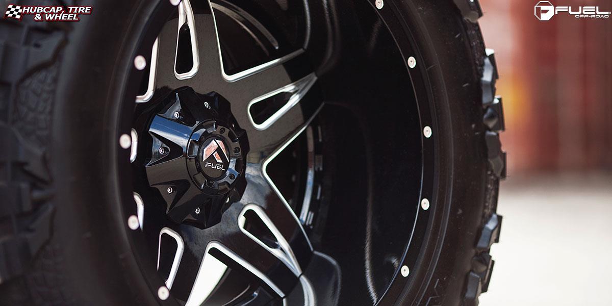 vehicle gallery/jeep wrangler fuel full blown d254 22X14  Gloss Black & Milled wheels and rims