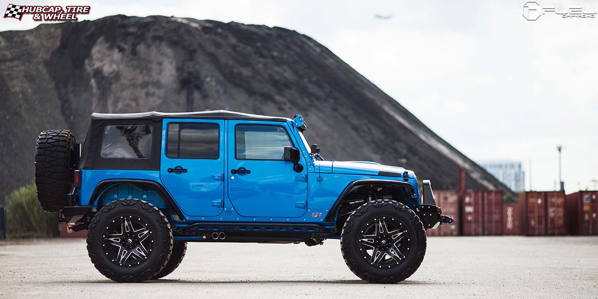 vehicle gallery/jeep wrangler fuel full blown d254 22X14  Gloss Black & Milled wheels and rims