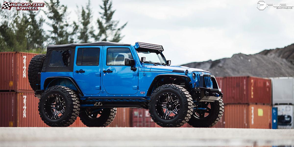 vehicle gallery/jeep wrangler fuel full blown d254 22X14  Gloss Black & Milled wheels and rims