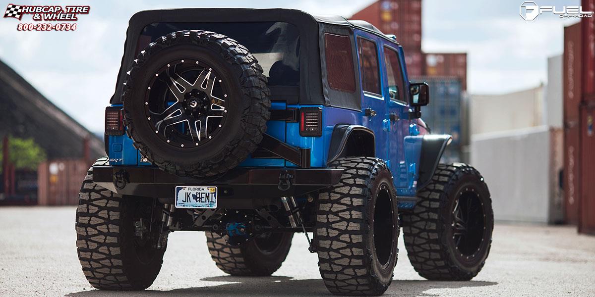 vehicle gallery/jeep wrangler fuel full blown d254 22X14  Gloss Black & Milled wheels and rims