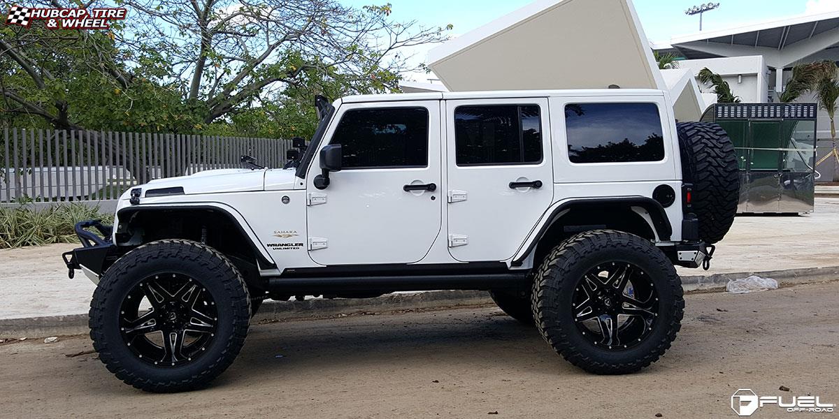 vehicle gallery/jeep wrangler fuel full blown d254 22X14  Gloss Black & Milled wheels and rims