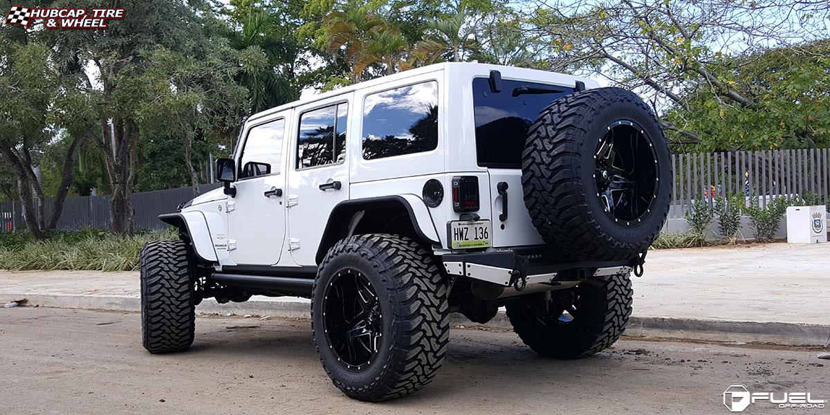 vehicle gallery/jeep wrangler fuel full blown d254 22X14  Gloss Black & Milled wheels and rims