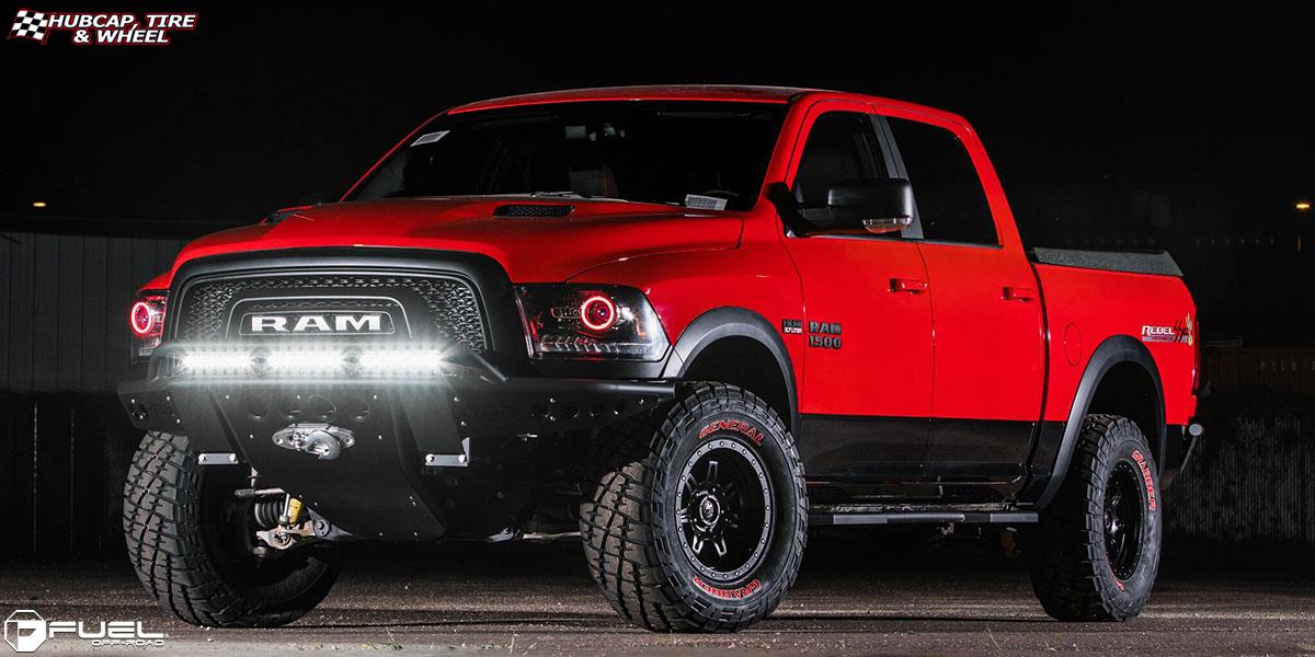 vehicle gallery/dodge rebel 1500 fuel jm2 d572 17X9  Matt Black wheels and rims