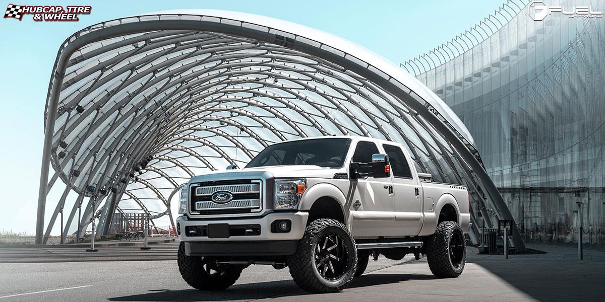 vehicle gallery/ford f 250 super duty fuel moab d242 22X12  Gloss Black & Milled wheels and rims