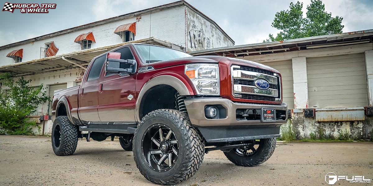 vehicle gallery/ford f 250 super duty fuel moab d242 22X12  Gloss Black & Milled wheels and rims