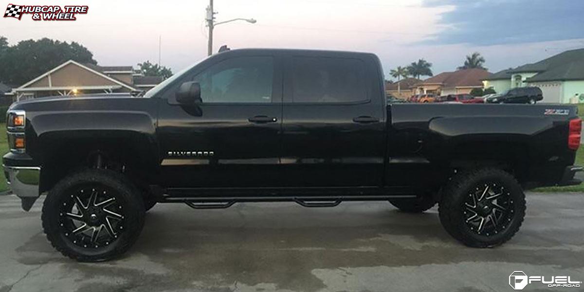 vehicle gallery/chevrolet silverado 1500 fuel renegade d265 20X12  Black & milled center, gloss black outer wheels and rims