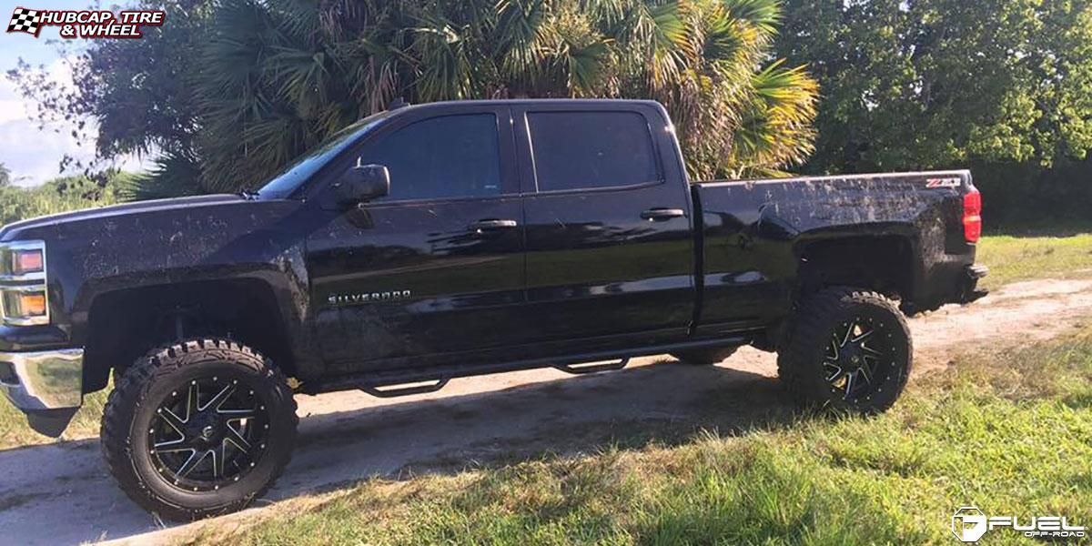 vehicle gallery/chevrolet silverado 1500 fuel renegade d265 20X12  Black & milled center, gloss black outer wheels and rims