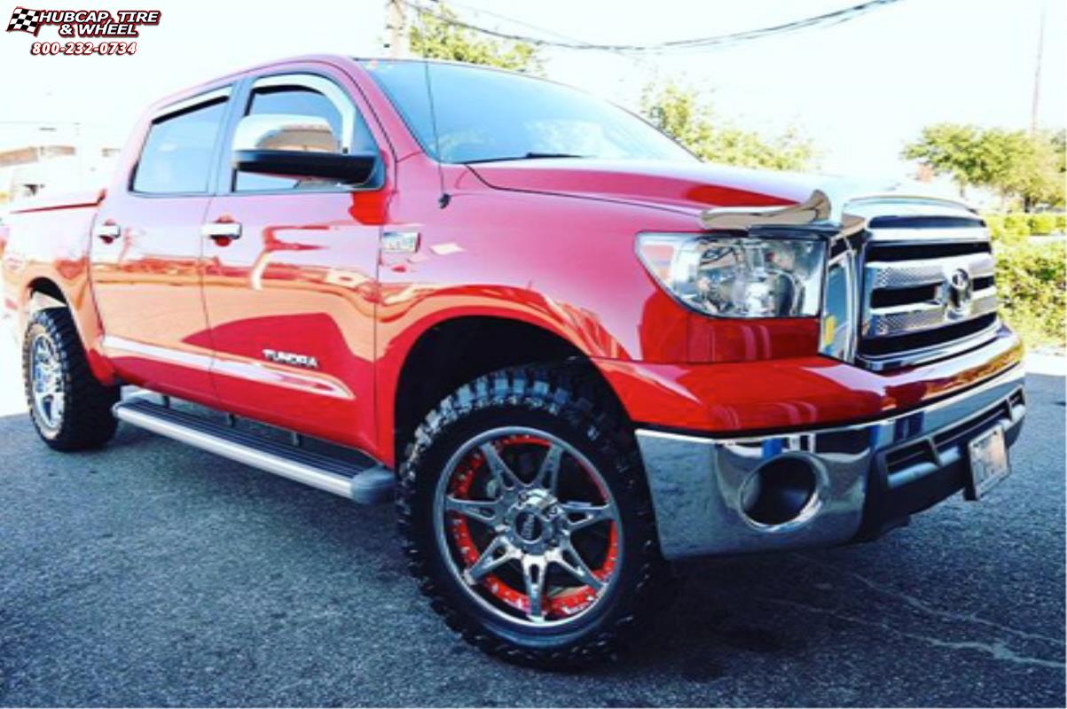 vehicle gallery/2008 toyota tundra moto metal mo961  Chrome Red Insert wheels and rims