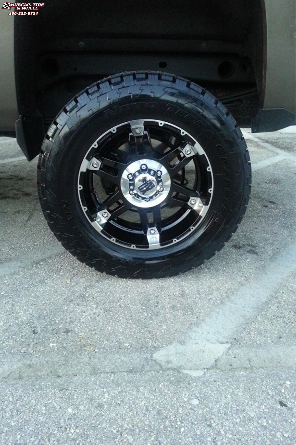 vehicle gallery/chevrolet silverado 1500 xd series xd797 spy x  Gloss Black Machined wheels and rims