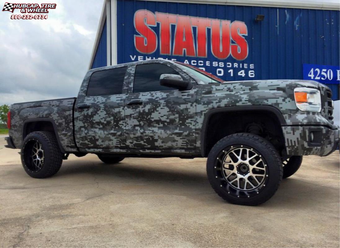 vehicle gallery/gmc sierra xd series xd820 grenade  Satin Black Machined Face wheels and rims