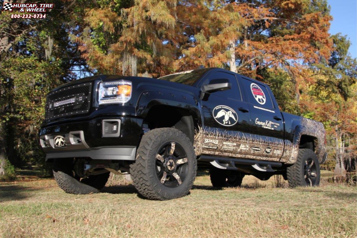 vehicle gallery/chevrolet silverado 1500 xd series xd811 rockstar 2  Satin Black Camo Inserts wheels and rims