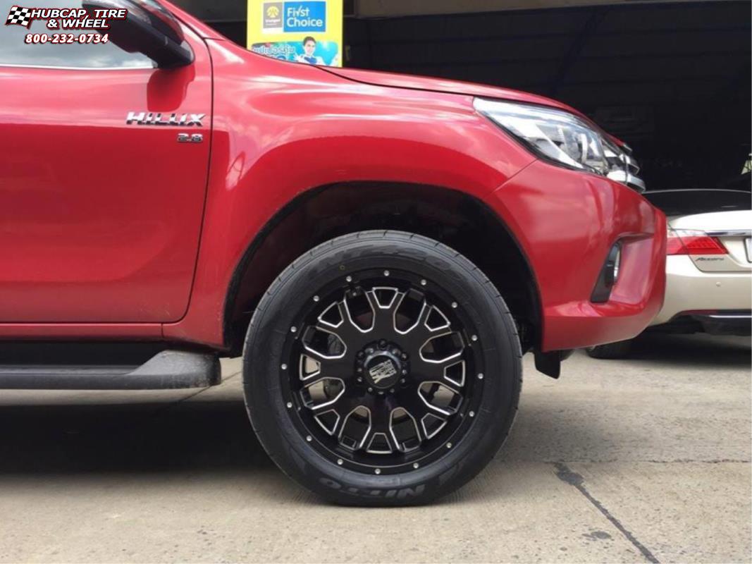 vehicle gallery/toyota hilux xd series xd808 menace x  Gloss Black Milled wheels and rims