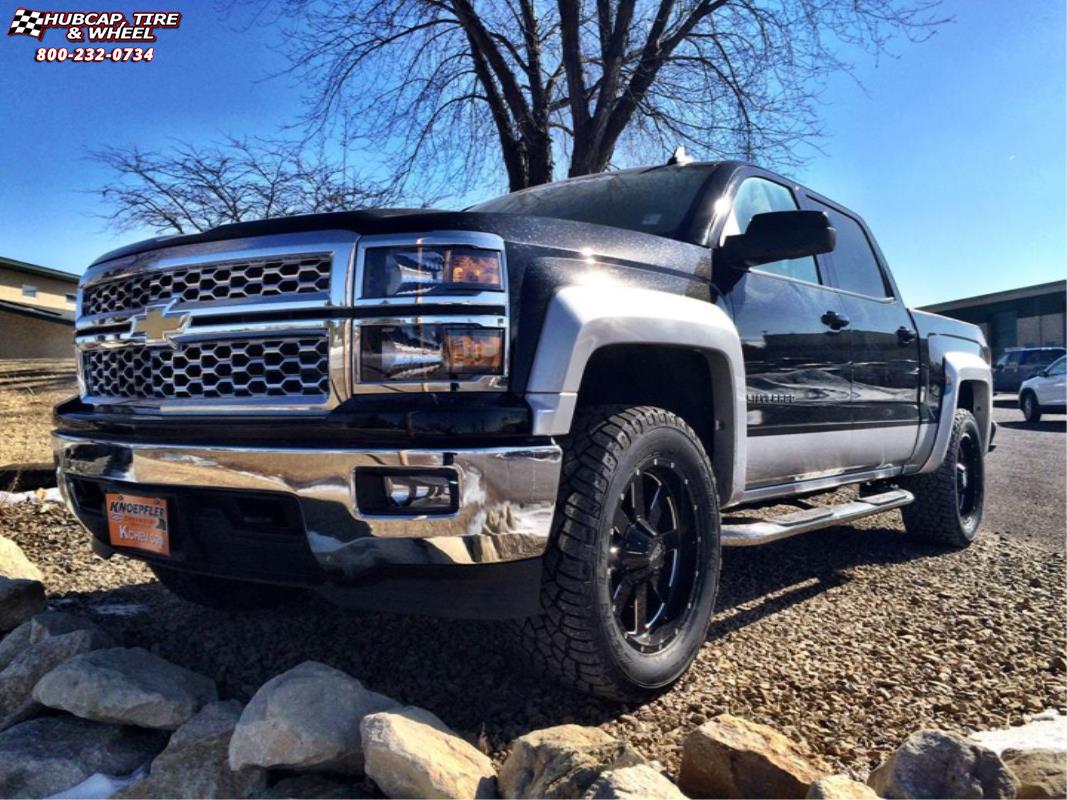 vehicle gallery/chevrolet silverado 1500 moto metal mo962  Gloss Black & Milled wheels and rims
